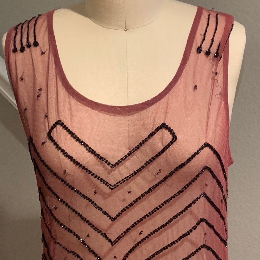 Free People Mess Beaded Sheer Slip Rose​​​​​​​​​​ - Picture 5 of 8